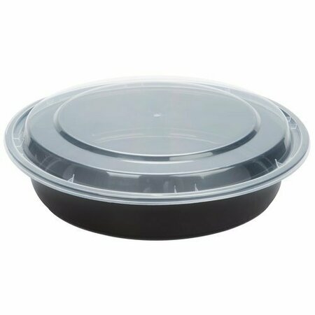 KARIOUT Tripak 9 in. Round Microwaveable Container Black Base Combo Pack, 150PK MT0940B